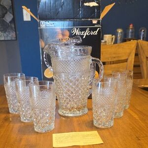 Anchor Hocking Vintage Wexford 7pc Pitcher and Tumbler Set In Original Box